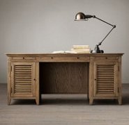 Two pedestal desk with shutter style accents